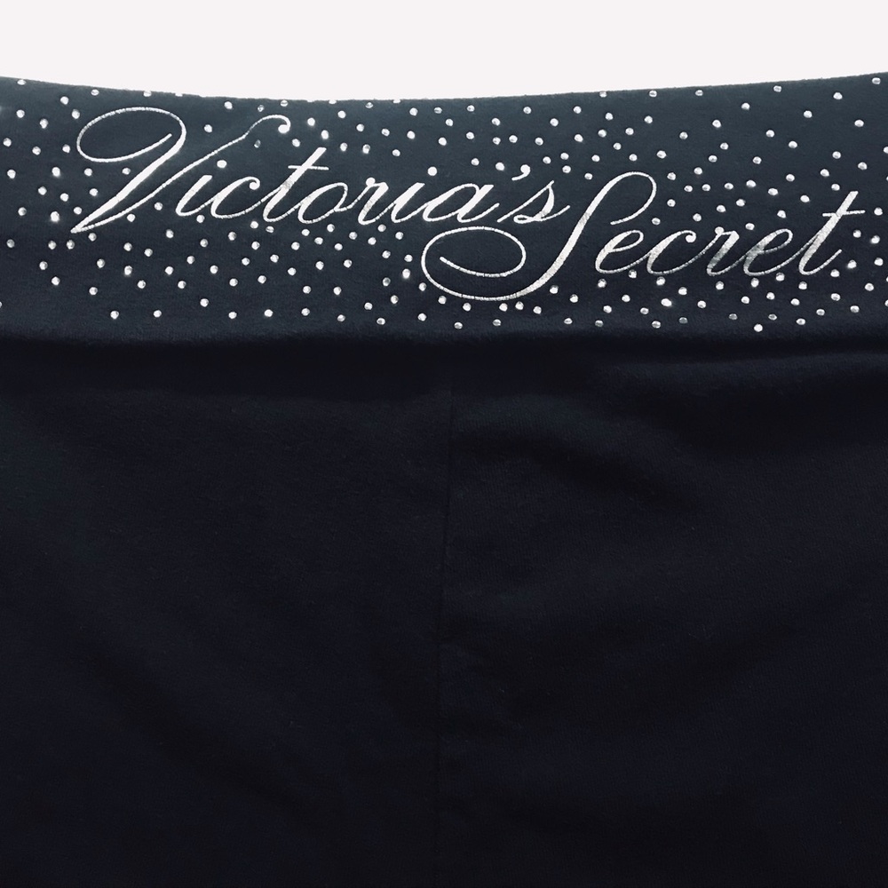 ❤️‍🔥SOLD❤️‍🔥VICTORIA’S SECRET BLING BLACK/SILVER RHINESTONE LEGGINGS-EUC - Picture 3 of 8